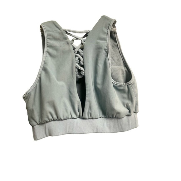Nux NWT Sports Bra Size Small Dusty Blue Lace Up Back Athleisure Gym Workout - Picture 2 of 3